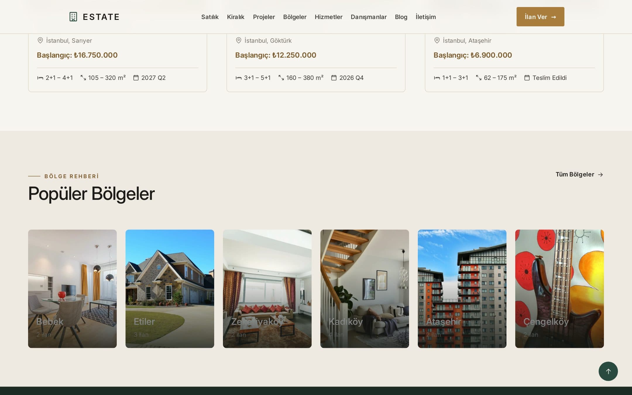 Estate — alt bölümler (masaüstü)