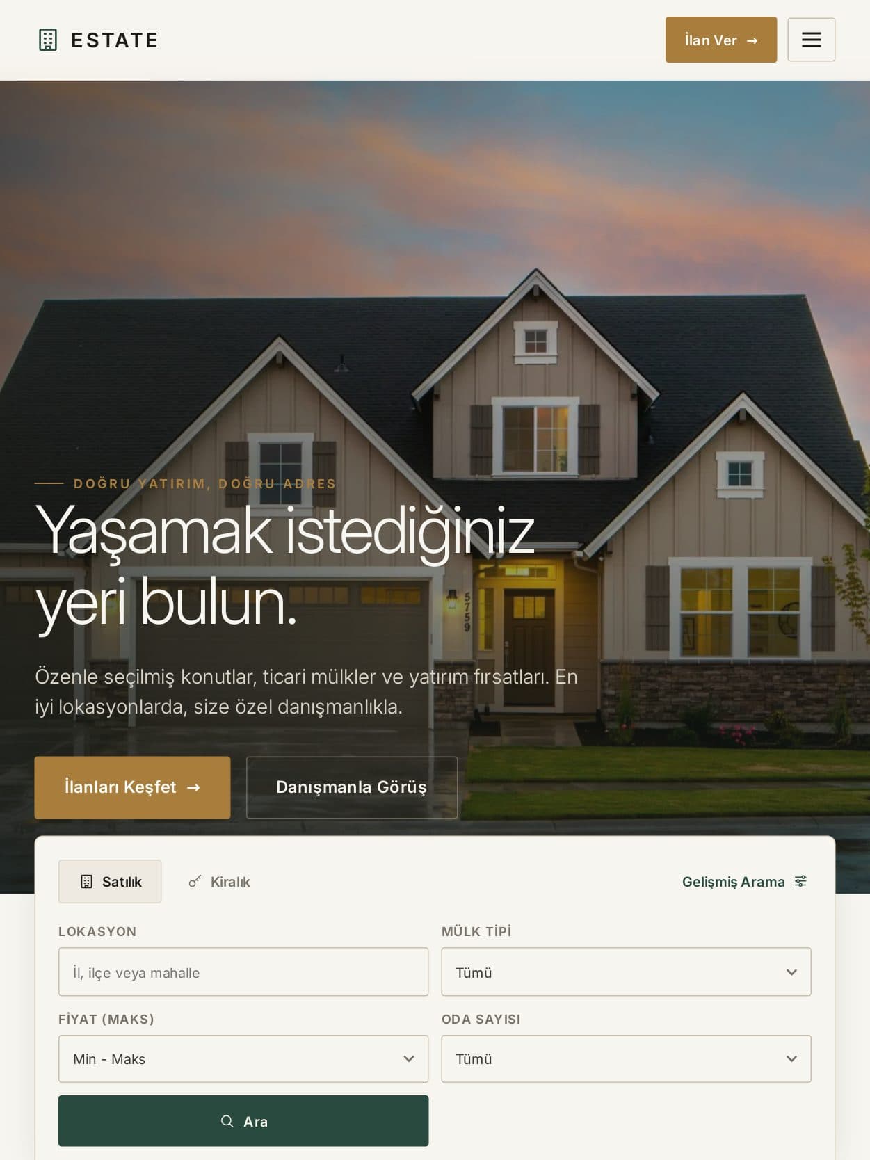 Estate — tablet görünüm