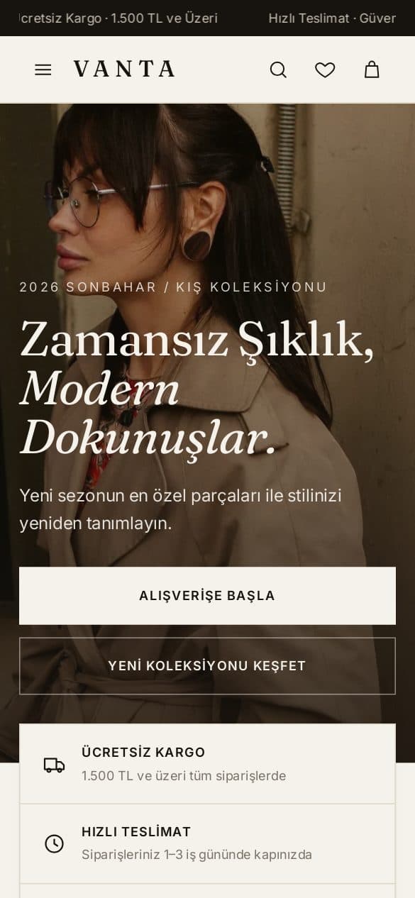 VANTA — mobil görünüm
