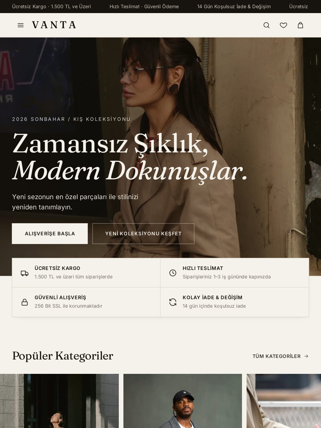 VANTA — tablet görünüm