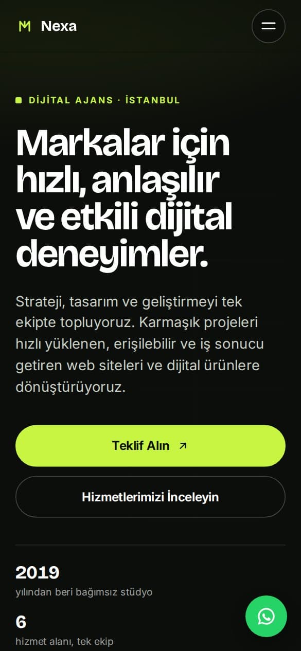 Nexa — mobil görünüm