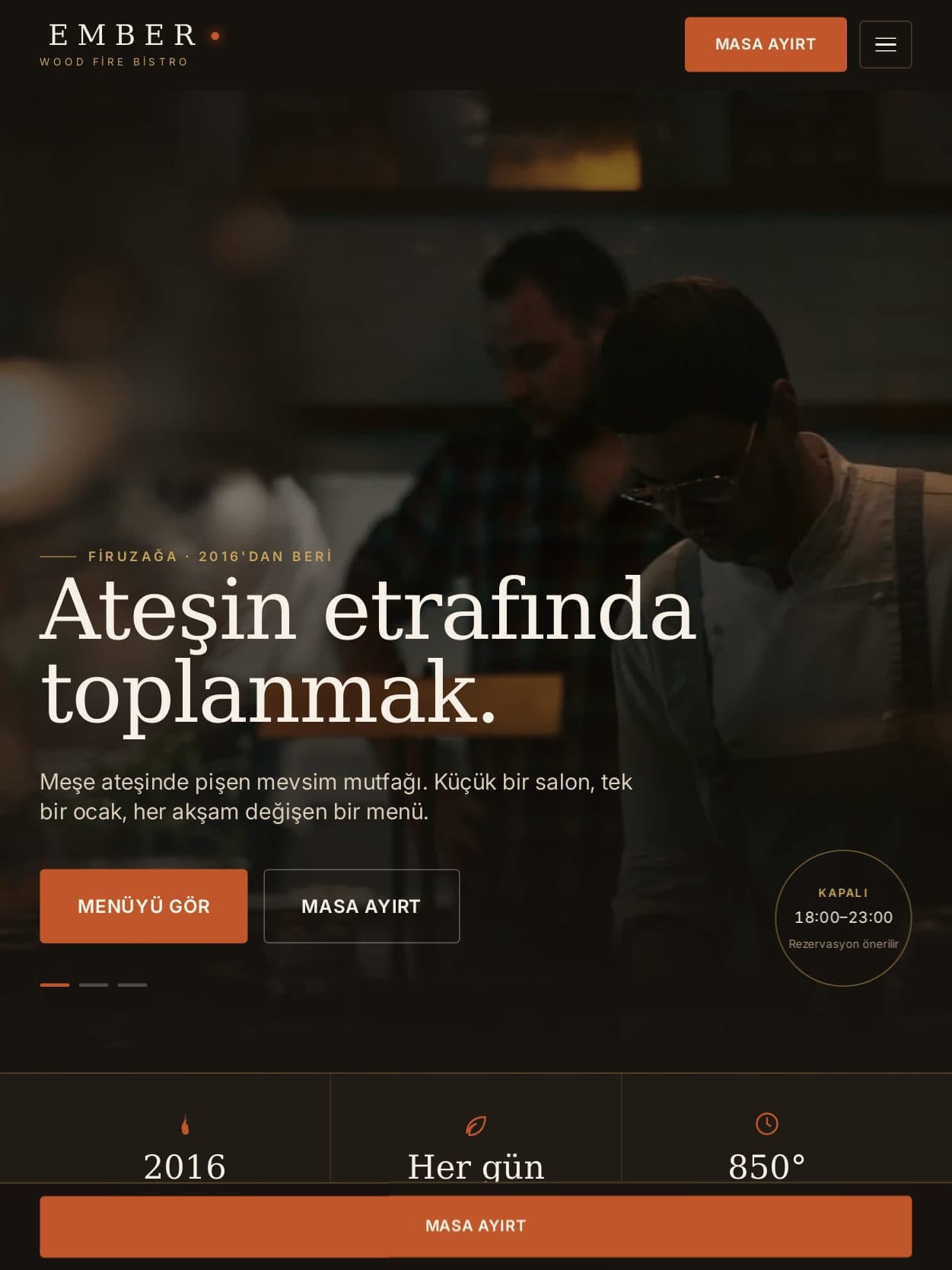 Restaurant — tablet görünüm